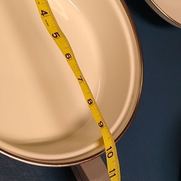 Vintage Sango Iris Flowers w/ Blue Band Enamel Saute Pan Cottagecore Grandmacore - Picture 7 of 10